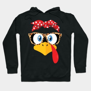 Funny Cute Happy Merry Thanksgiving turkey face Hoodie